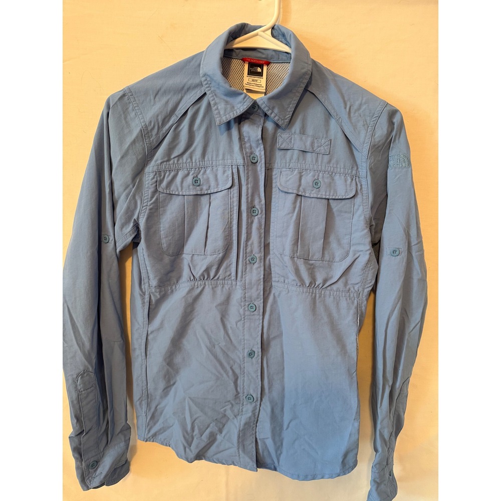 The North Face Womens Blue Long Sleeve Hiking Fishing Shirt AHXR XS